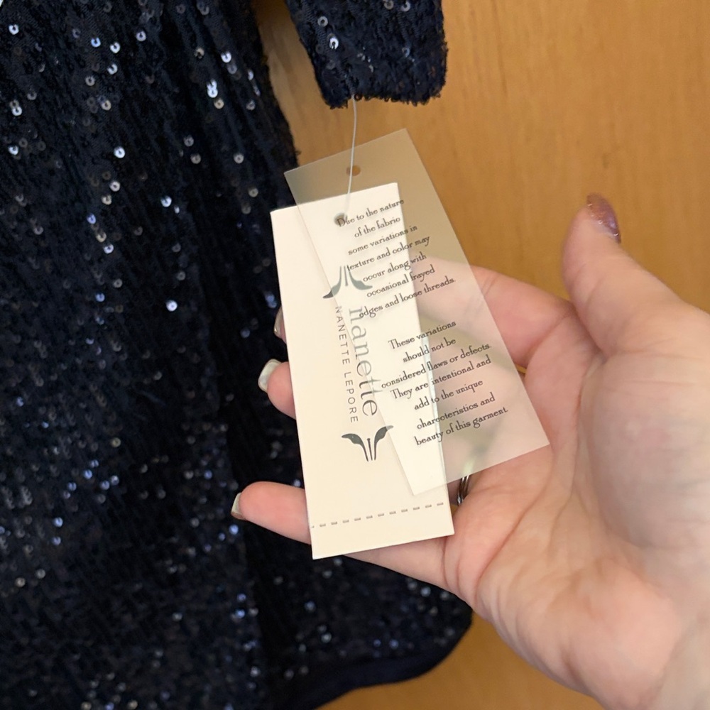 NWT Nanette Lapore Midnight Sequin Long Sleeve Dress - Picture 5 of 6